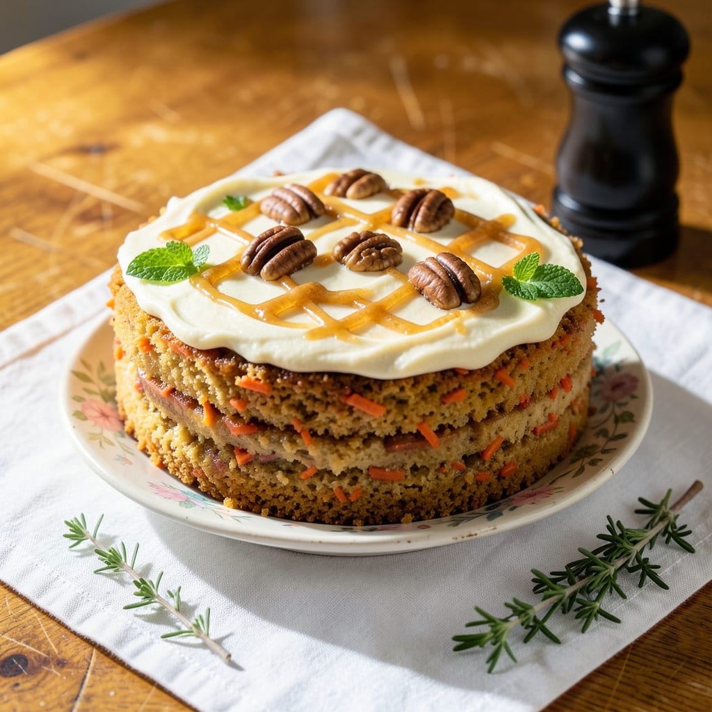 All-Natural Carrot Cake Recipe: Spice-Kissed Moistness with Walnut Topping