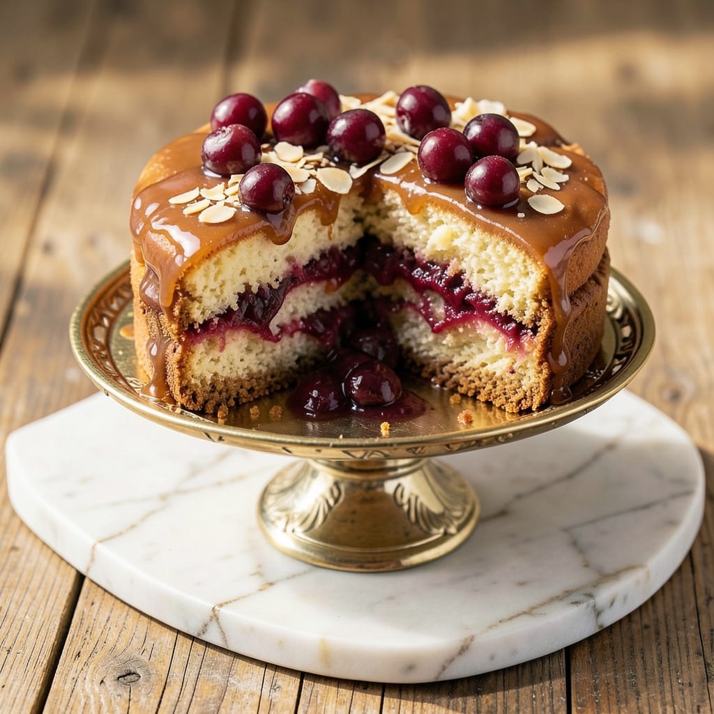 Amaretto Cherry Cake Recipe: Boozy Vanilla Layers with Tart Cherry Bliss