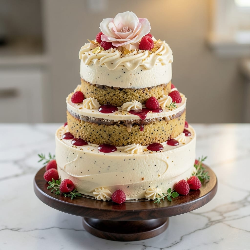 Almond Poppy Seed Wedding Cake Recipe: Nutty Vanilla Layers with Crispy Topping