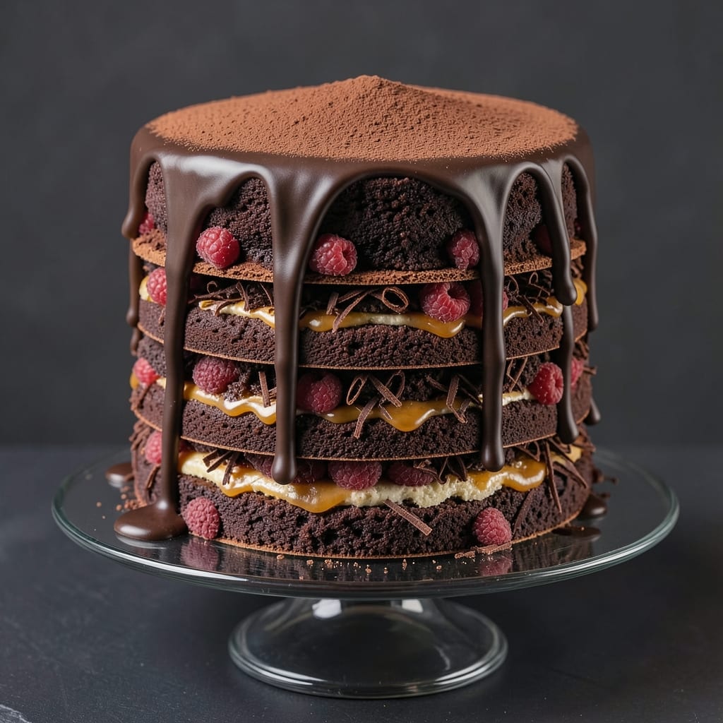 23 Layer Chocolate Cake Recipe: Velvet Dark Chocolate and Rich Ganache Rivers