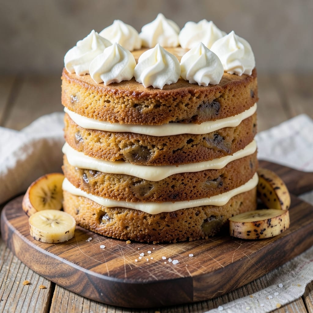 3 Layer Banana Cake Recipe: Stacked Height With Vanilla Buttercream Rivers