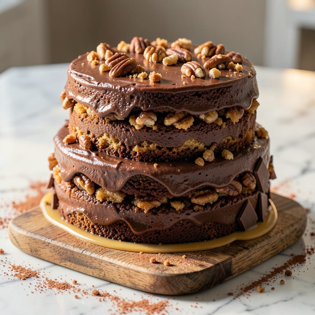 Alton Brown's German Chocolate Cake Recipe: Pecan-Studded Layers with Caramelized Top
