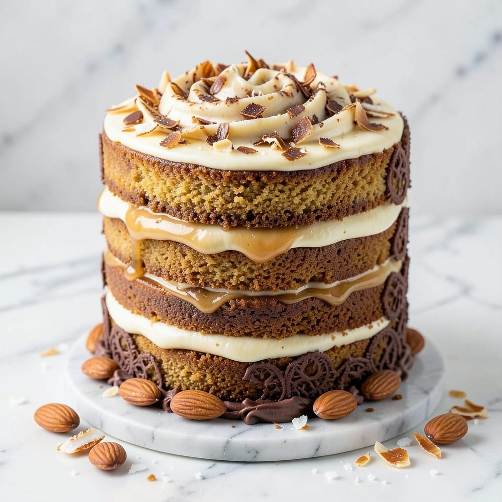 Almond Joy Layer Cake Recipe: Tropical Swirls and Buttery Crunch