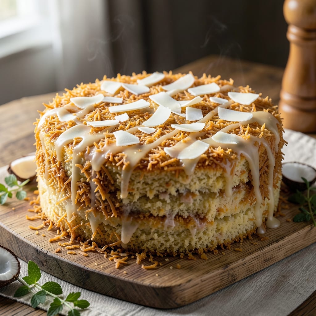 All Coconut Cake Recipe: Tropical Moisture with Toasted Coconut Crunch